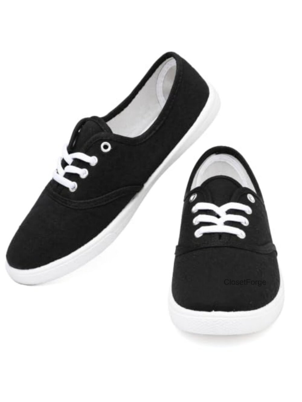 Women's Canvas Sneakers Lace Up Low Top Casual Walking Shoes